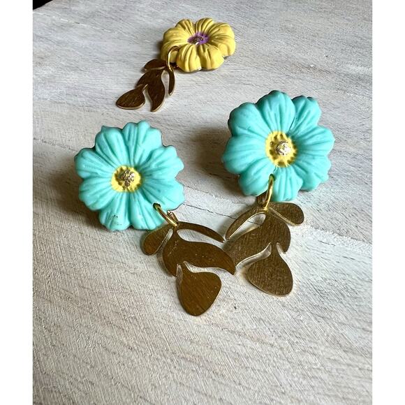 Statement Earrings Handmade Polymer Clay Earrings Handcrafted Artwork Floral - Picture 3 of 7